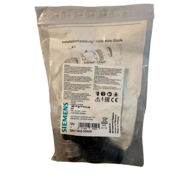 Siemens socket 3RK1902 3DA00 socket 24Volt 7 8 inch angled 5 pin 1.5mm² NEW